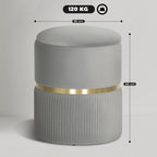 Velvet-Feel Storage Ottoman - Light Grey