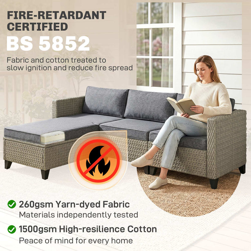 Dark grey rattan corner sofa set – image 5