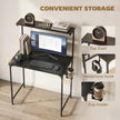 HOMCOM Computer Desk, 80cm Home Office Study Table with Hutch Shelf, Cup Holder, Headphone Hook, Black – view 4