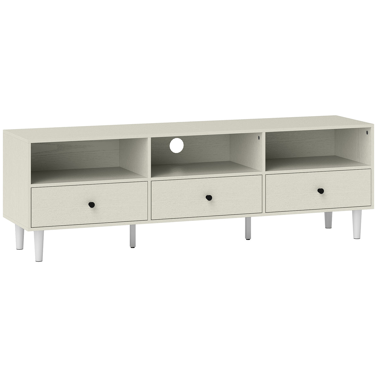 140 cm TV Stand with 3 Drawers & 3 Shelves – Cream
