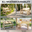 Outsunny Fir Wood 2-Seater Outdoor Garden Wagon Wheel Bench, Natural Wood Finish – view 5