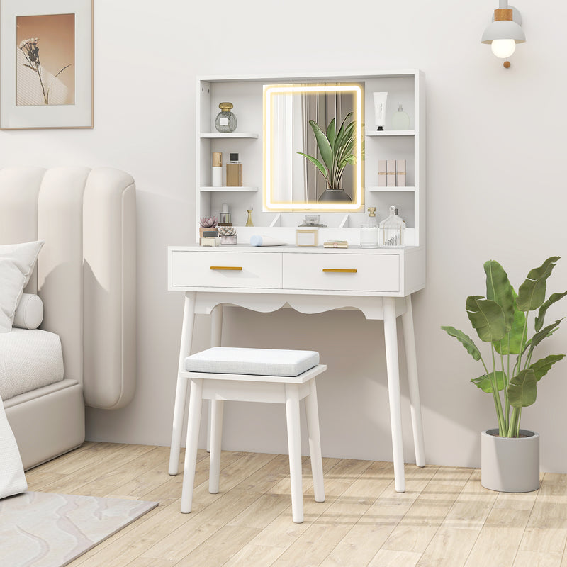 White LED mirror dressing table set – image 10