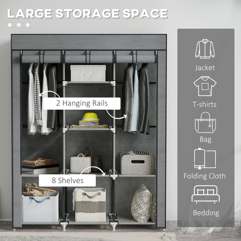 125 cm dark grey fabric wardrobe – image 4