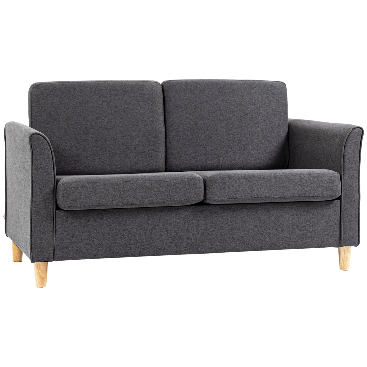 141 cm Compact 2-Seater Sofa with Wooden Legs – Dark Grey
