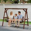 Outsunny 3 Seater Garden Swing Seat, Wooden Swing Chair Bench with Cushion, Side Trays and Metal Chains, for Outdoor – view 8