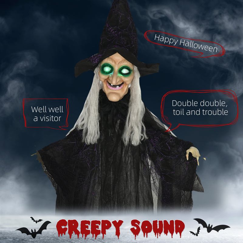 183cm Hanging Witch with Colourful Glowing Eyes & Sound – image 4 of 9