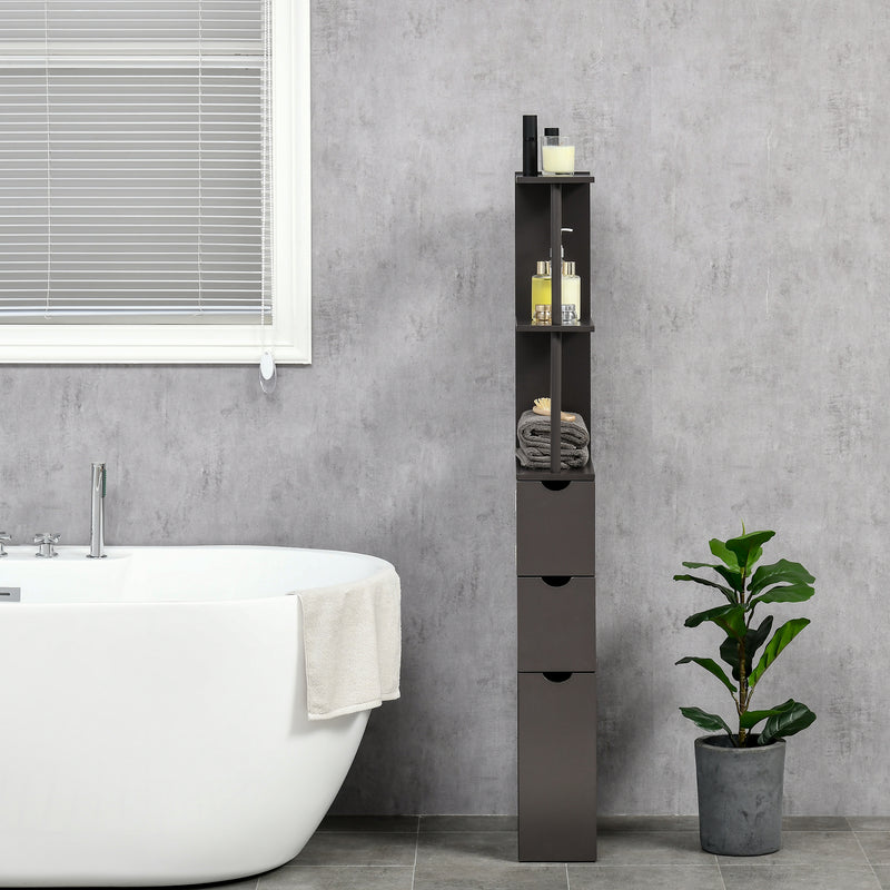 Slim brown bathroom cabinet – image 10
