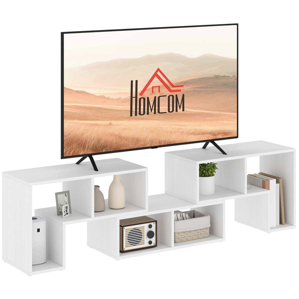 134–180 cm Modular 3-Block TV Stand for TVs up to 75″ – White