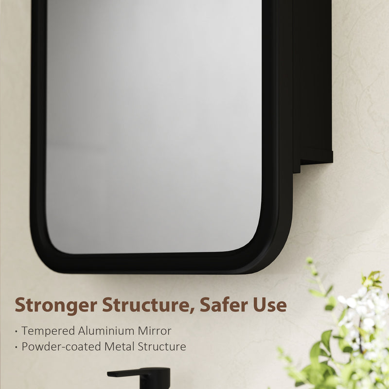 Wide-frame black mirror cabinet – image 6
