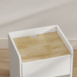 HOMCOM Modern Bedside Table, Slim Nightstand with Drawer, Shelf and Cable Holes, White and Oak – view 10
