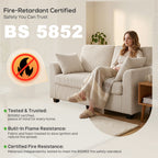 2 Seater Sofa, Corduroy Small Couch with Spring Cushion, Wide and Deep Seat, Beige
