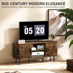 TV Stand Cabinet for TVs up to 55 Inches, TV Unit with Storage Shelves and Cupboard for Living Room, Rustic Brown