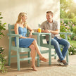 Outsunny Outdoor Garden Loveseat, Embossed Wooden Jack and Jill Garden Seat with Integrated Table, Green – view 8