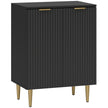 60 cm black sideboard cabinet with adjustable shelf and metal base