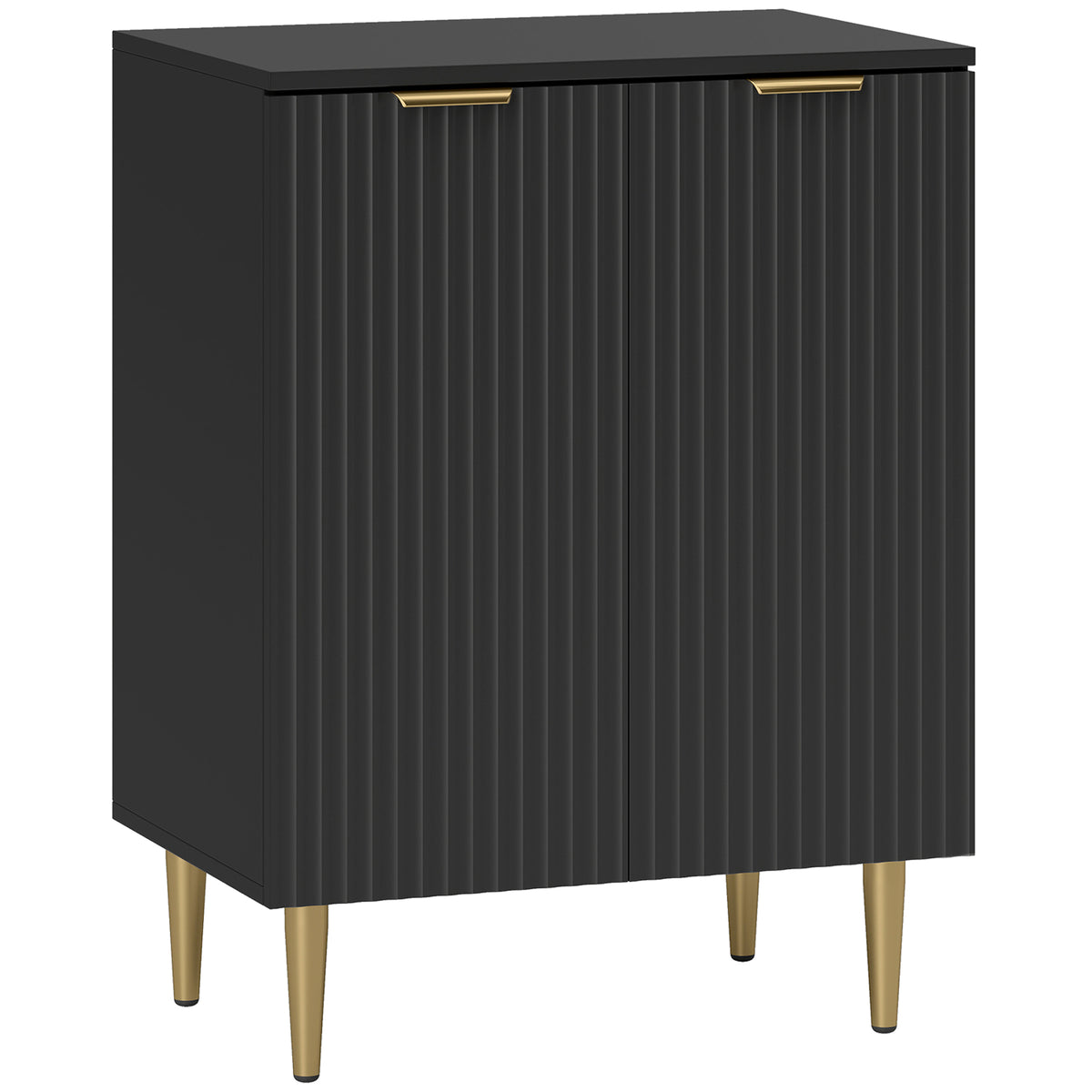 60 cm black sideboard cabinet with adjustable shelf and metal base