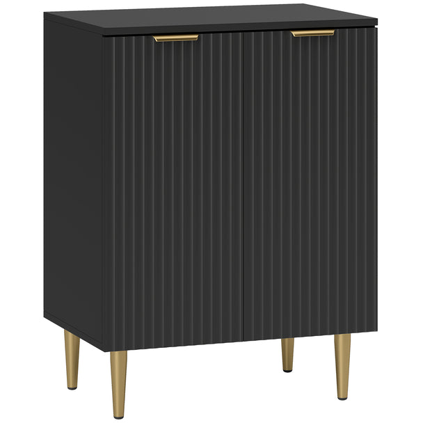 60 cm black sideboard cabinet with adjustable shelf and metal base