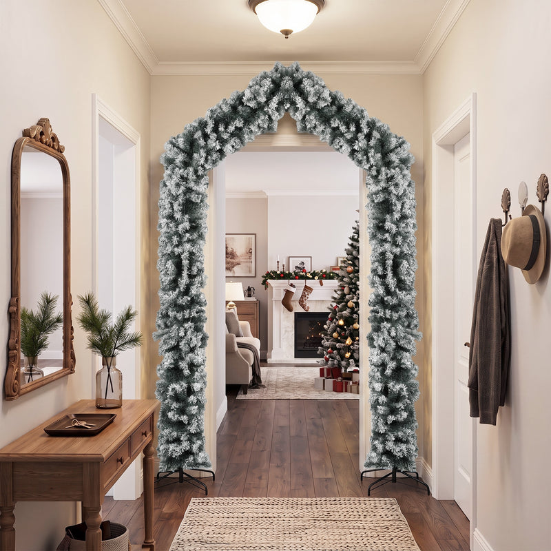 9ft snow-flocked Christmas tree arch – image 8