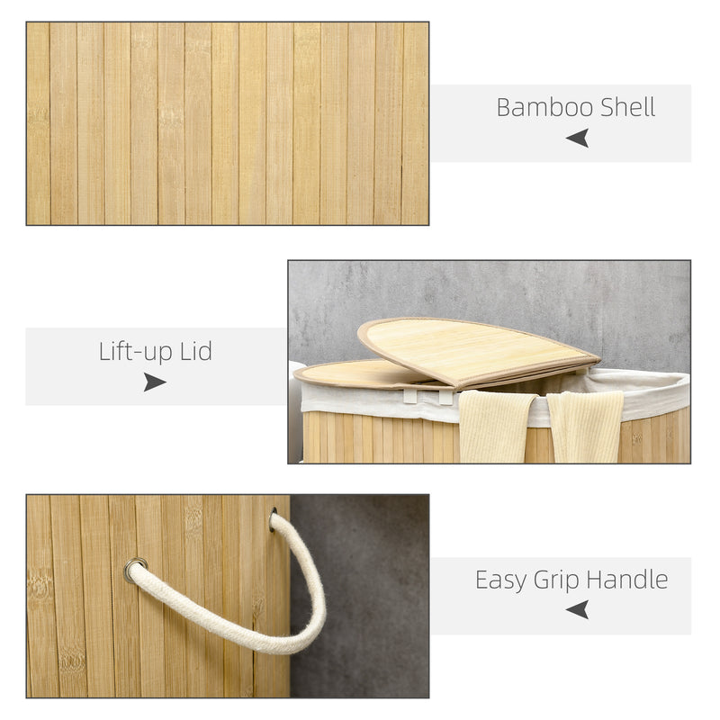 Two-section bamboo laundry basket – image 7