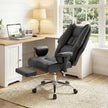 HOMCOM Executive Office Chair, Reclining Desk Chair with Footrest, Adjustable Armrests, Pet Friendly Faux Leather, Black – view 2