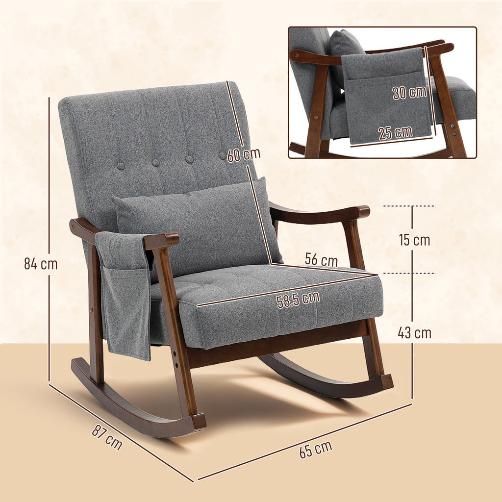 Wood Frame Rocking Accent Chair - Grey