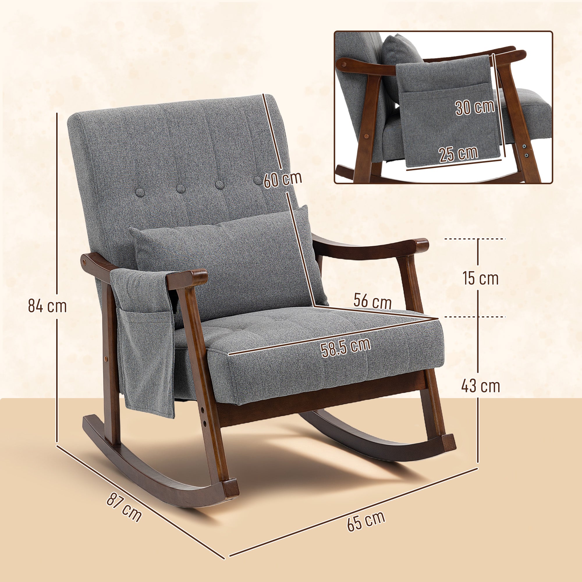 Wood Frame Rocking Accent Chair - Grey