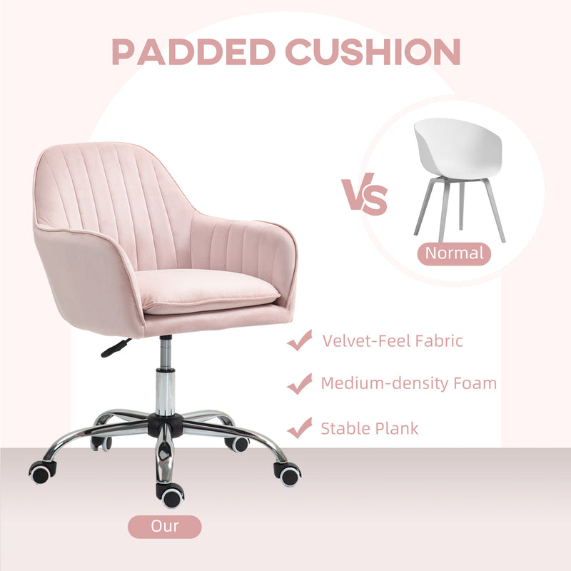 Velvet tub office chair – pink – image 4