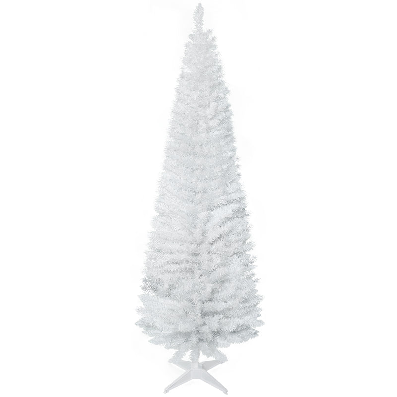 HOMCOM 6ft Unlit Artificial Christmas Tree, Pencil Slim Xmas Tree with Solid Stand and Realistic Branches, White – view 10
