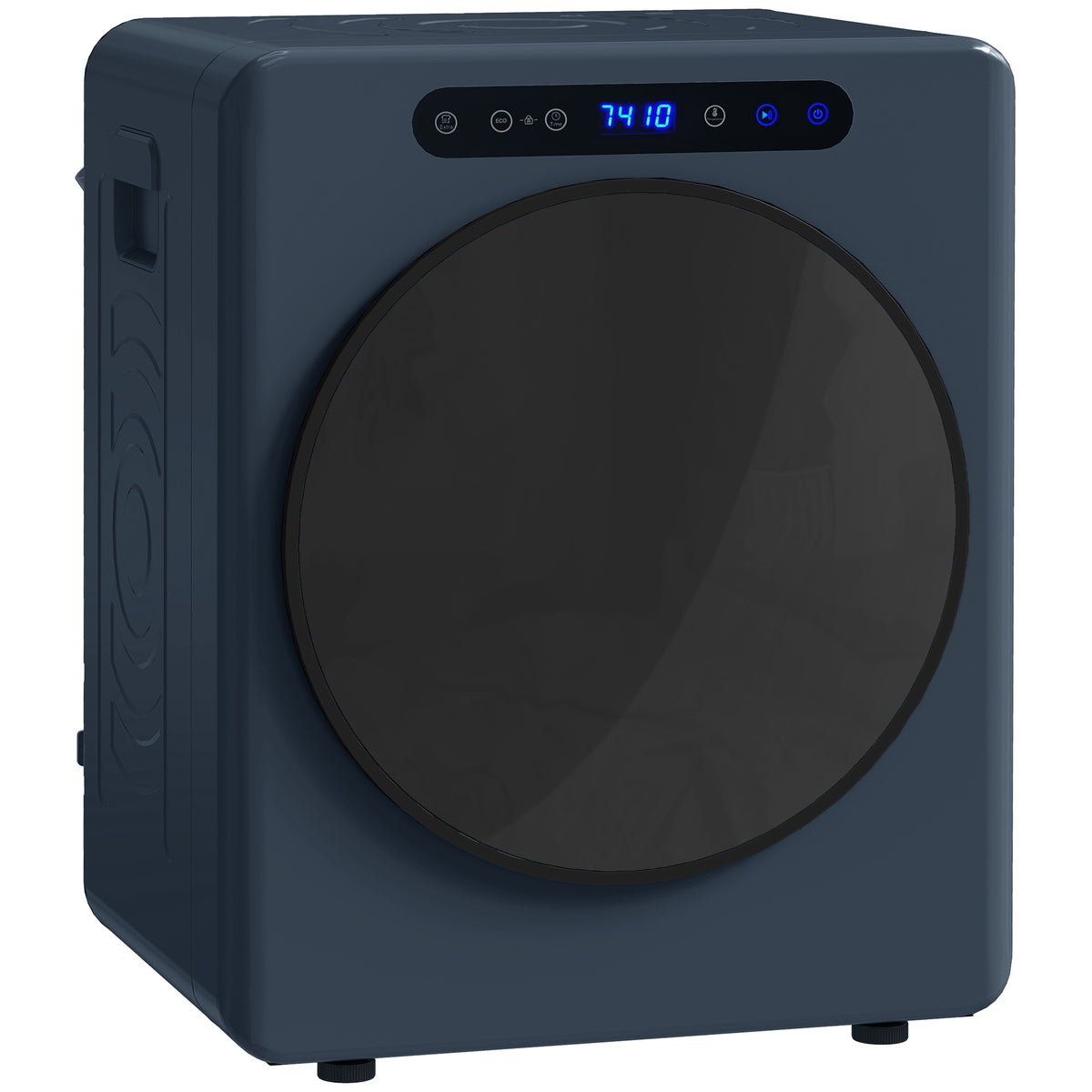 Blue 5 kg compact vented tumble dryer with stainless steel drum and front-loading door