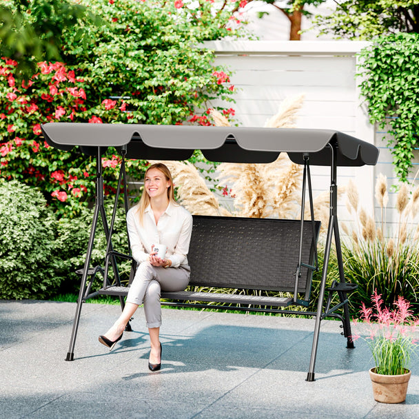 Grey rattan swing seat – image 2
