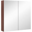 Light walnut wall-mounted bathroom cabinet with two mirrored soft-close doors