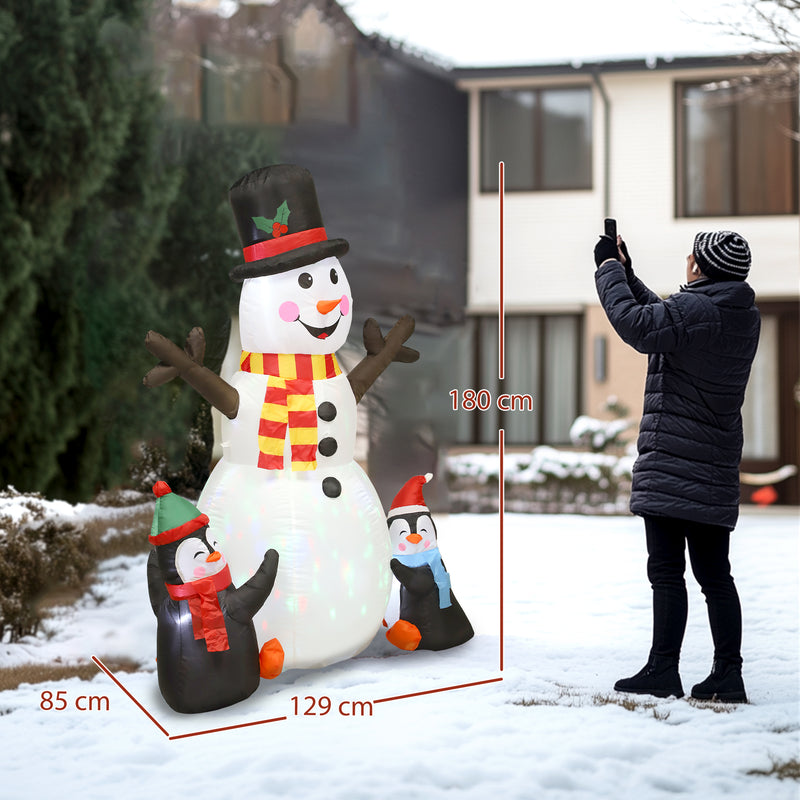 Dimensions of the 6ft snowman and penguins Christmas inflatable