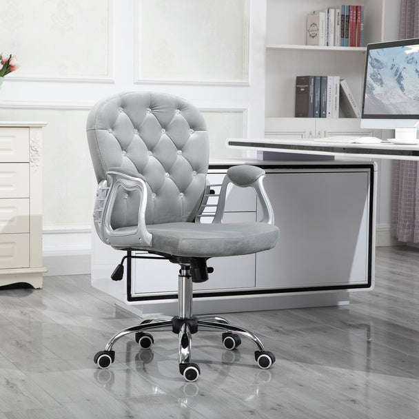 Velvet swivel desk chair – image 2