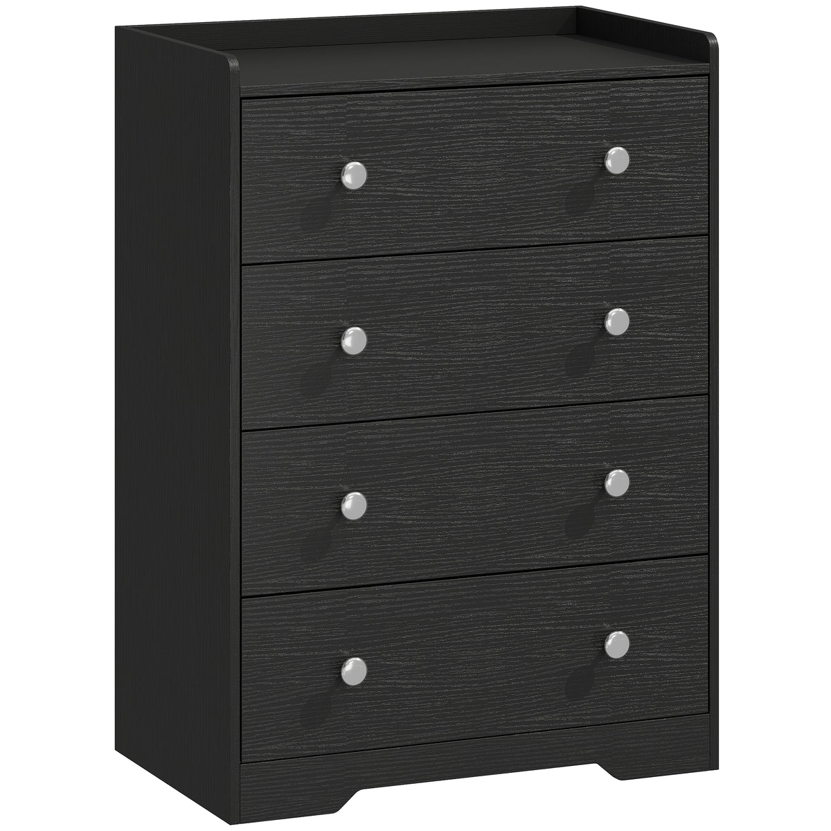 HOMCOM 4 Drawer Chest of Drawers, Modern Dresser for Bedroom, Storage Cabinet for Living Room Entryway, Black Wood
