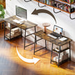 HOMCOM Industrial-Style Work Desk, with Shelves - Brown/Black – view 9
