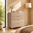 HOMCOM Bedroom Chest of Drawers with 4 Drawers, Fluted Dresser with Gold Tone Handles, Storage Cabinet, Natural – view 2