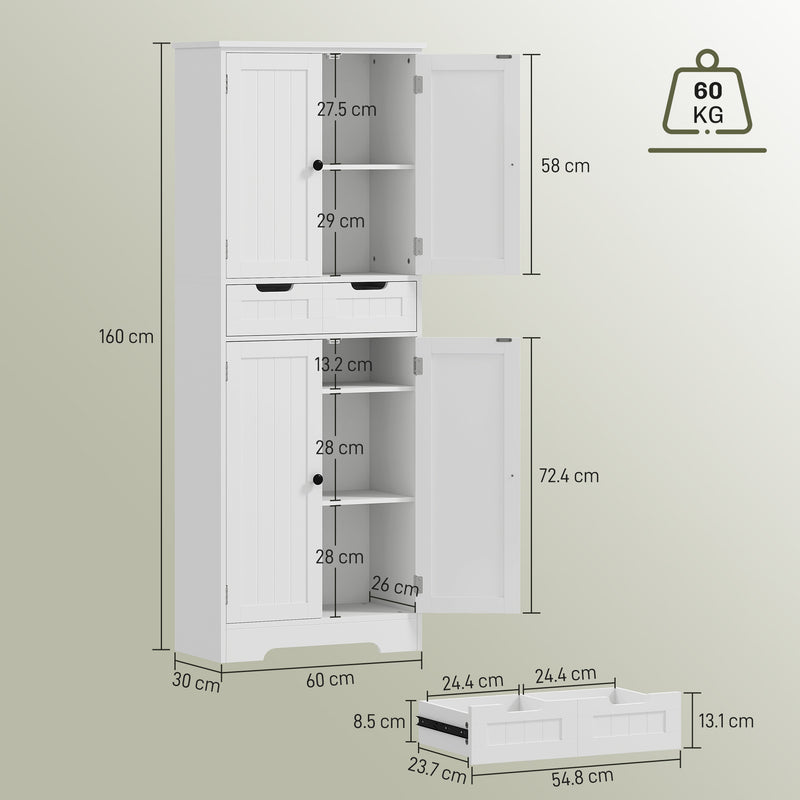 160cm white tall bathroom cabinet – image 3