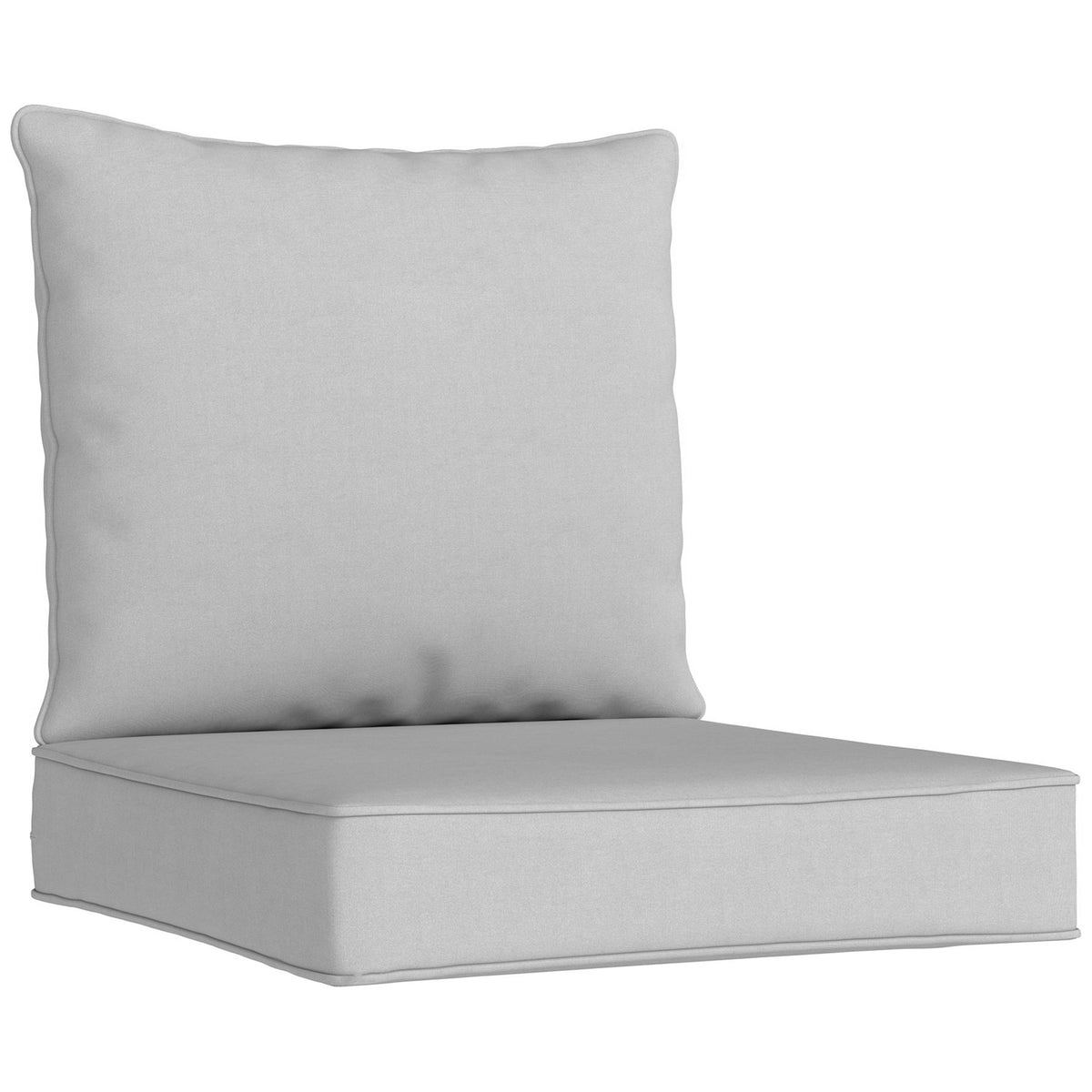 Light grey deep seating chair cushion set with 61 x 61 cm seat and back cushion, 15 cm thick