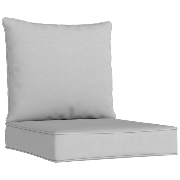Light grey deep seating chair cushion set with 61 x 61 cm seat and back cushion, 15 cm thick