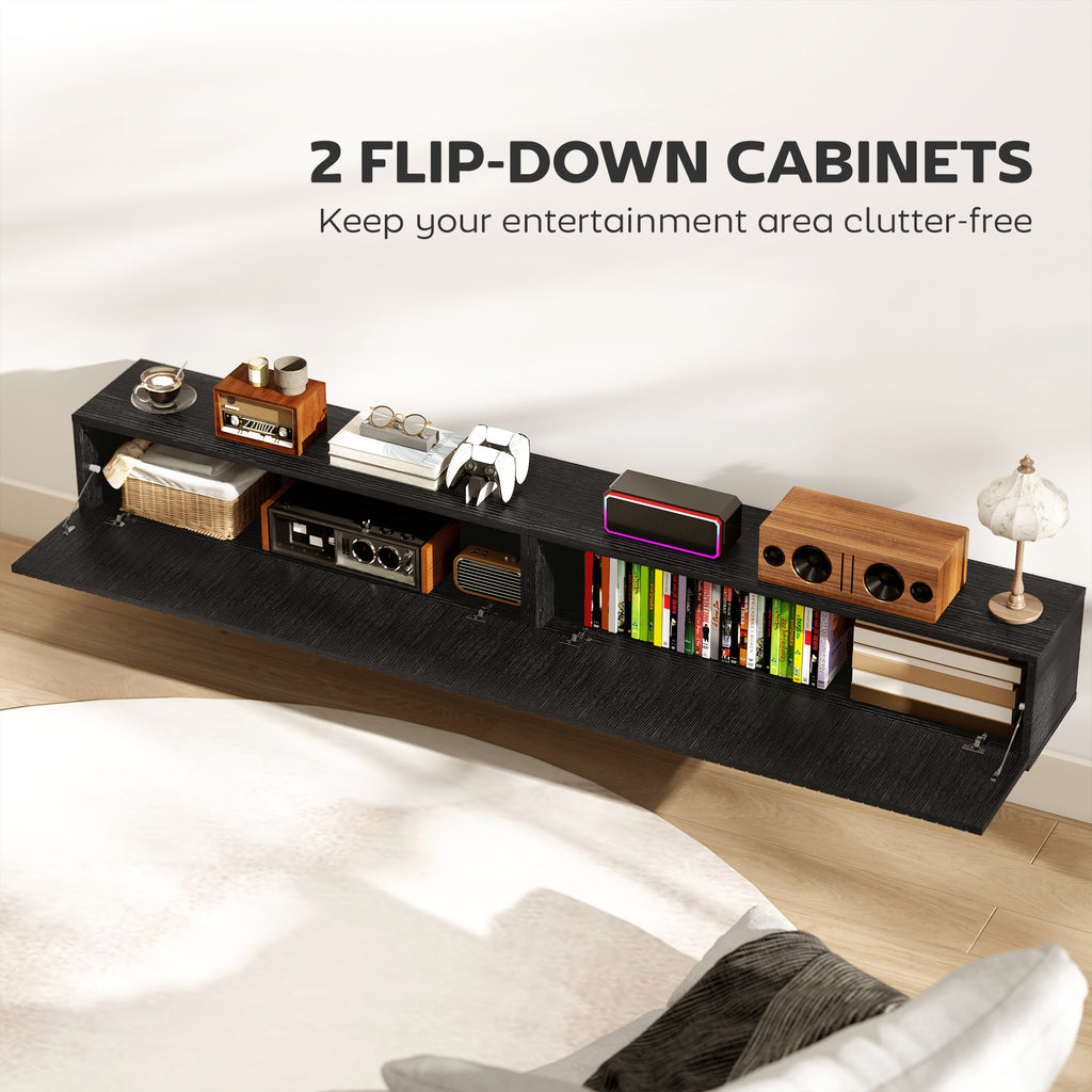 180cm Floating TV Stand, Wall Mount TV Unit with Cable Management Hole, Fits up to 72" TV, Black
