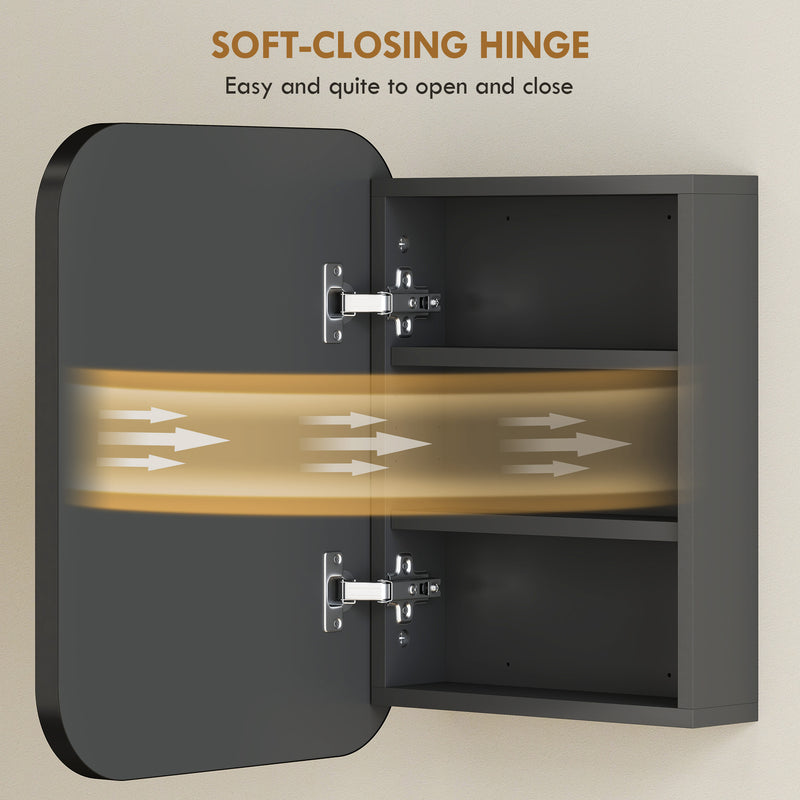 Soft-close mirror bathroom cabinet in black – image 8
