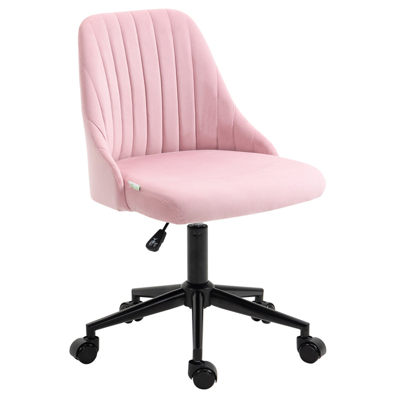 Vinsetto Velvet-Feel Armless Office Chair - Pink – view 10