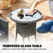 Outsunny Rattan Bistro Set, Reclining Garden Chairs and Glass Coffee Table with Cushions for Patio Balcony Porch, Grey – view 8