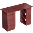 HOMCOM Computer Desk, Writing Table, PC Workstation with 3 Storage Shelves and Drawers, Handle, for Home Office, Walnut