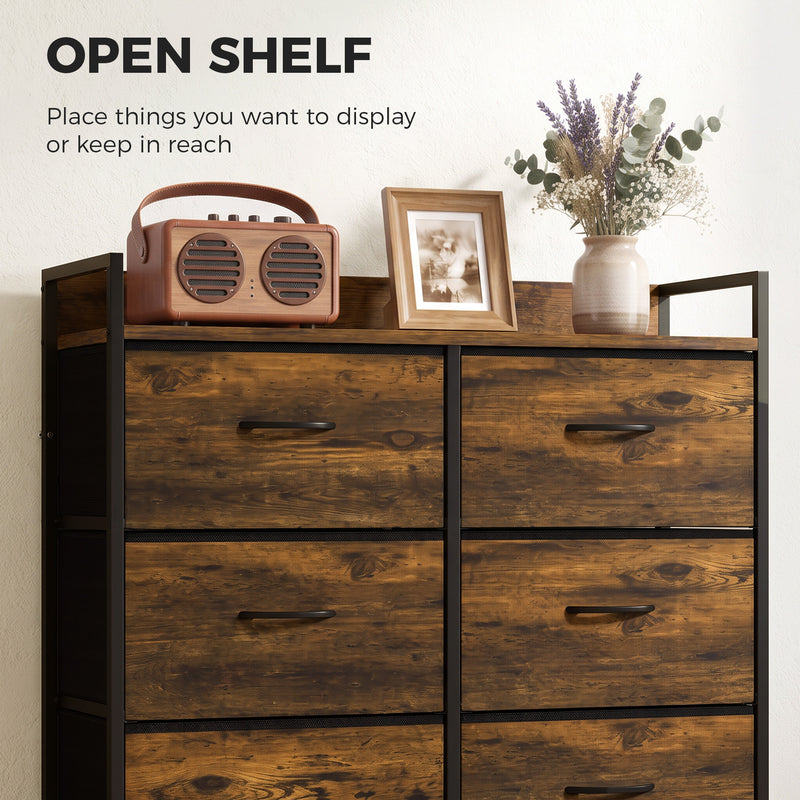 HOMCOM Rustic Chest of Six Fabric Drawers - Rustic Brown – view 5