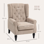 Wingback Accent Chair, Retro Upholstered Button Tufted Occasional Chair for Living Room and Bedroom, Beige