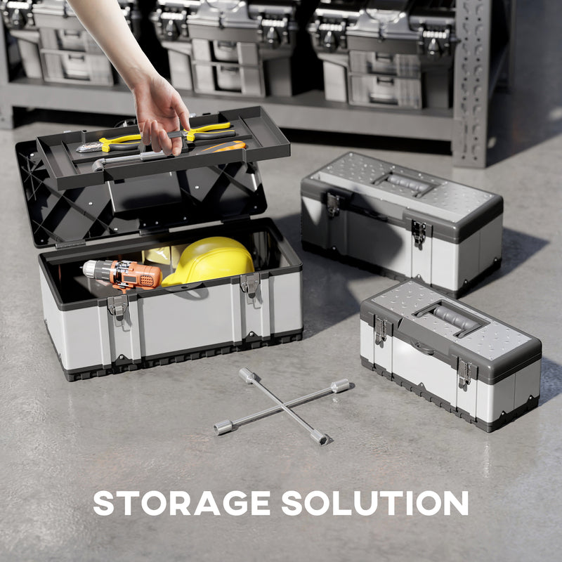 3-Piece Stainless Steel Tool Box Set – 16″/19″/23″ – image 4 of 9