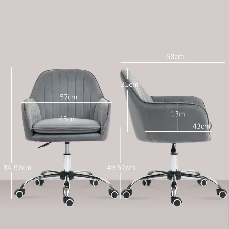 Velvet tub office chair – grey – image 3