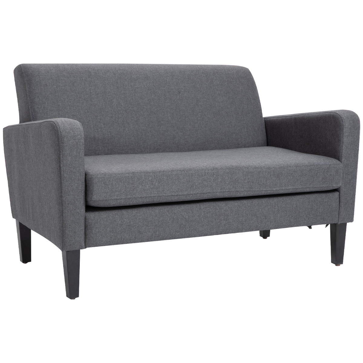 122 cm Curved 2-Seater Sofa with Spring Cushion – Charcoal Grey