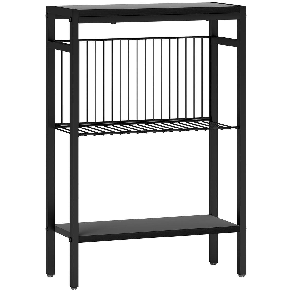 62.5 cm 3-Tier Industrial Side Table – Black