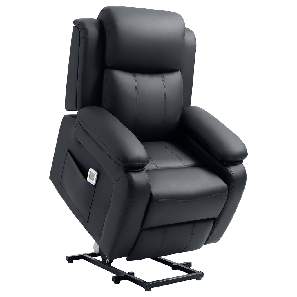 Riser and Recliner Chair with Vibration Massage, PU Leather Power Lift Chair for Elderly, Black